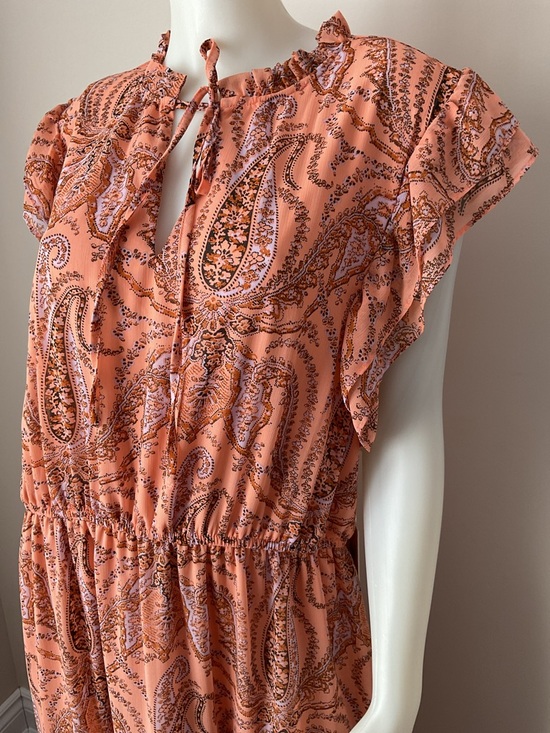Dex Coral Paisley Tie-Neck Maxi Dress - Picture 3 of 10